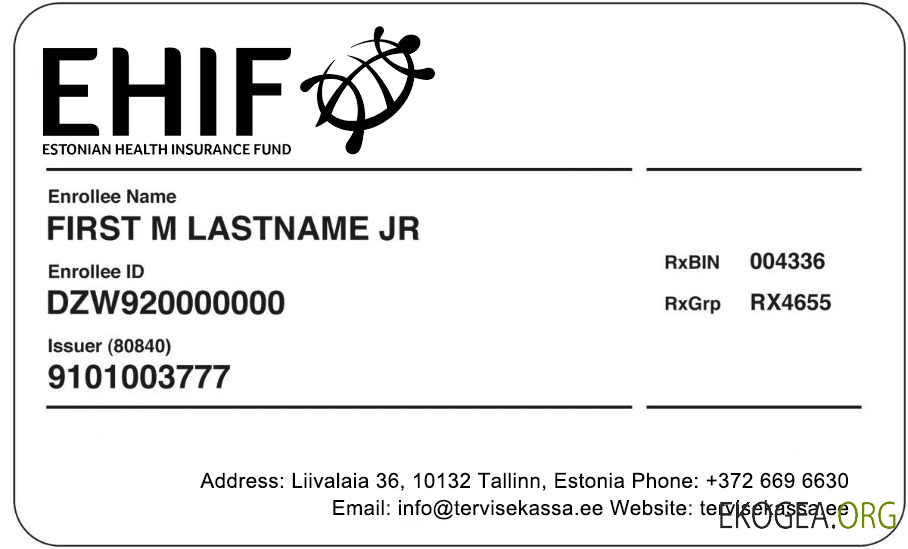 Carte d'assurance maladie estonienne